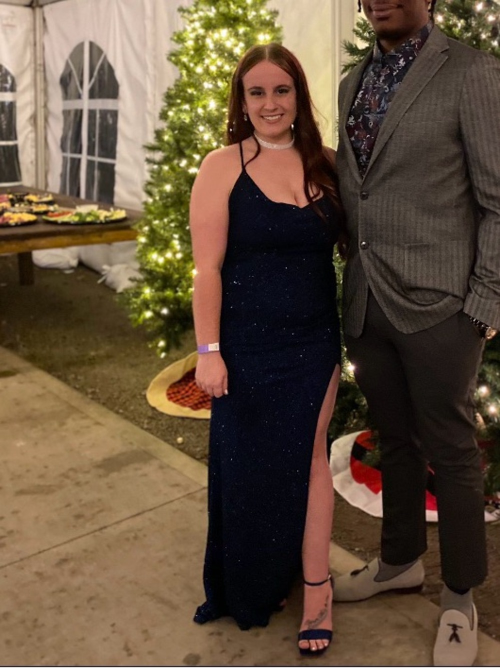 Sparkly Navy Gown with slit